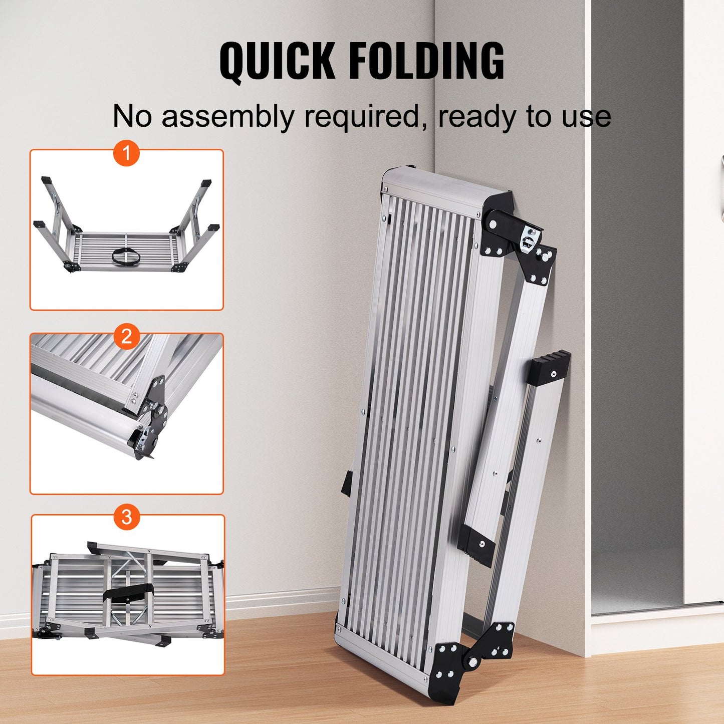 Folding Work Platform, 330 lbs Load Capacity, Aluminum Drywall Stool Ladder, Heavy Duty Work Bench w/ Non-Slip Feet, Ideal for Washing Vehicles, Cleaning, Painting, Decorating