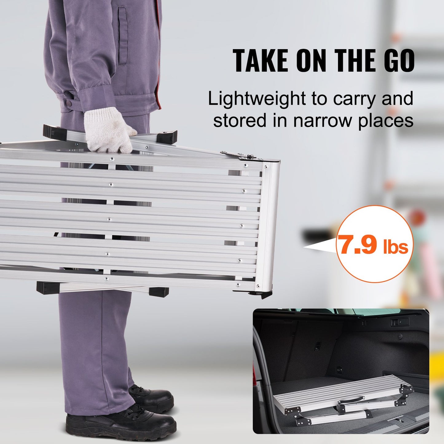 Folding Work Platform, 330 lbs Load Capacity, Aluminum Drywall Stool Ladder, Heavy Duty Work Bench w/ Non-Slip Feet, Ideal for Washing Vehicles, Cleaning, Painting, Decorating