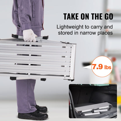 Folding Work Platform, 330 lbs Load Capacity, Aluminum Drywall Stool Ladder, Heavy Duty Work Bench w/ Non-Slip Feet, Ideal for Washing Vehicles, Cleaning, Painting, Decorating
