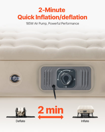 Luftmatratze mit Rahmen und Pumpe 1 Person aufblasbares Campingbett 300lbs