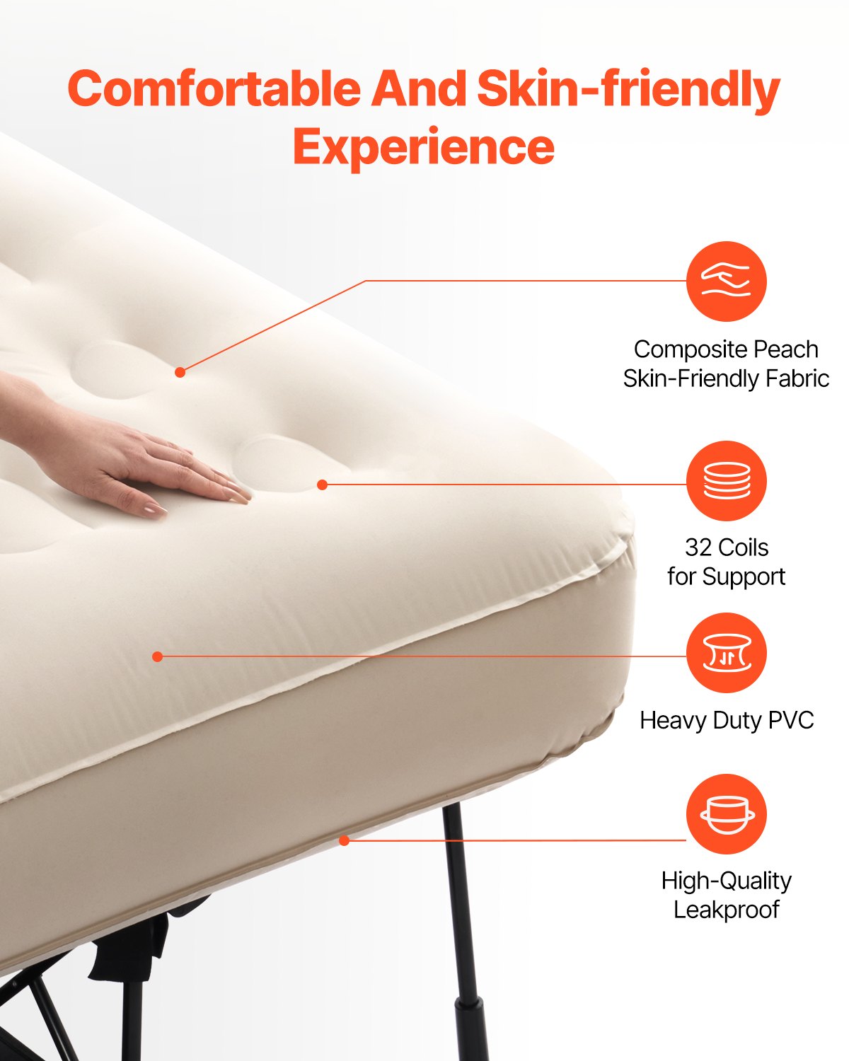 Luftmatratze mit Rahmen und Pumpe 1 Person aufblasbares Campingbett 300lbs