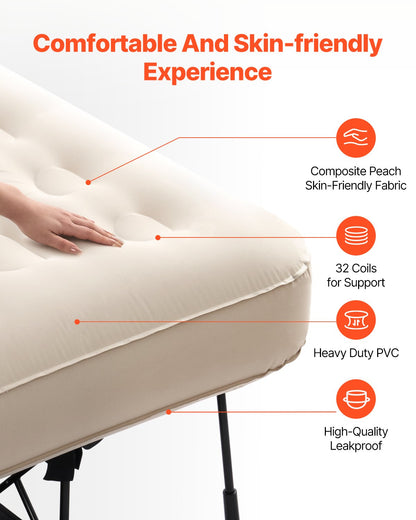 Luftmatratze mit Rahmen und Pumpe 1 Person aufblasbares Campingbett 300lbs