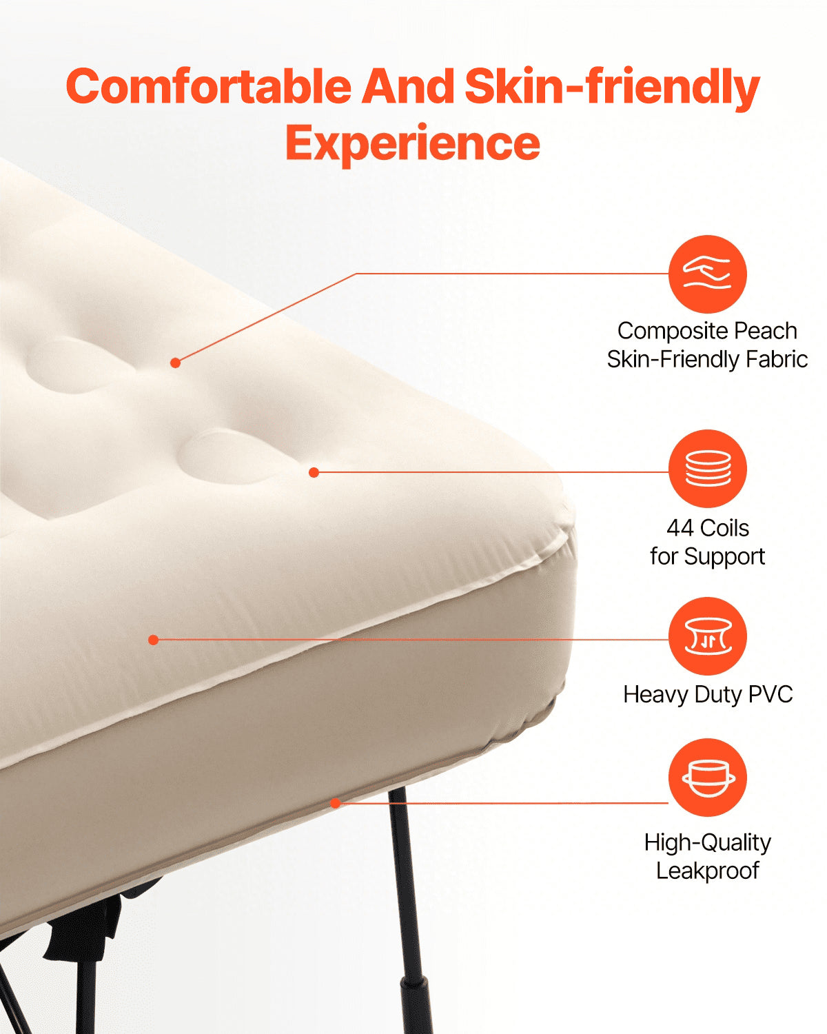 Air Mattress with Frame, Inflatable 2 Person Camping Cot with Built-in Pump, Portable Folding Air Beds Supports 600 lbs, Blow Up Anywhere Bed for Guests Camping Travel Indoor & Outdoor Use