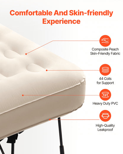 Air Mattress with Frame, Inflatable 2 Person Camping Cot with Built-in Pump, Portable Folding Air Beds Supports 600 lbs, Blow Up Anywhere Bed for Guests Camping Travel Indoor & Outdoor Use