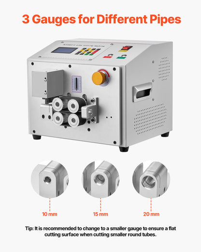 Auto Heat-Shrink Tube Cutter, Automatic Pipe Cutting Machine with LCD Display, 1mm-20mm Cutting Diameter, 0.1mm-99999.9mm Cutting Length, Ideal for PVC PE Tube, Silicone Tube, Soft Water Pipe