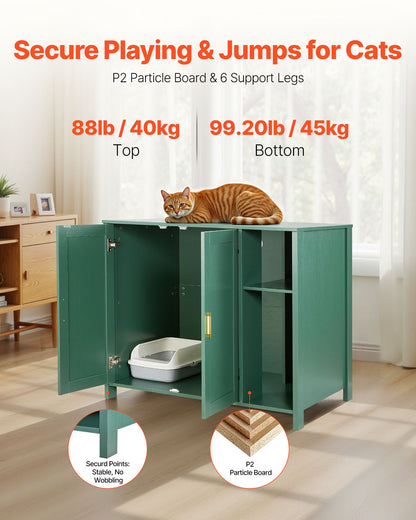 Cat Litter Robot Enclosure, 41.3 in Self Cleaning Litter Box Cabinet, with Drawer & Detachable Divider, Automatic Litterbox Enclosure with Built-in Power Outlet, Fits Most Smart Litterboxes