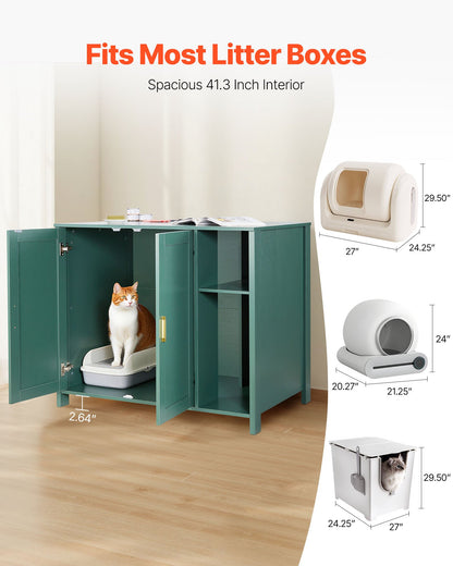 Cat Litter Robot Enclosure, 41.3 in Self Cleaning Litter Box Cabinet, with Drawer & Detachable Divider, Automatic Litterbox Enclosure with Built-in Power Outlet, Fits Most Smart Litterboxes