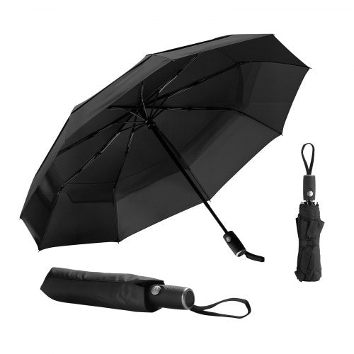 Travel Umbrella, 42 in Portable Compact Umbrellas, Automatic Open-Close Umbrella, Lightweight & Durable with Flexible Fiberglass Ribs, Windproof, Rainproof, and Sun-Blocking Canopy (Black)
