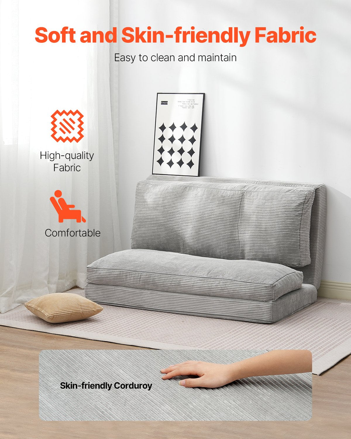 Klappsofa Bett Klappsofa Bett mit waschbarem Bezug dunkelgrau (full)