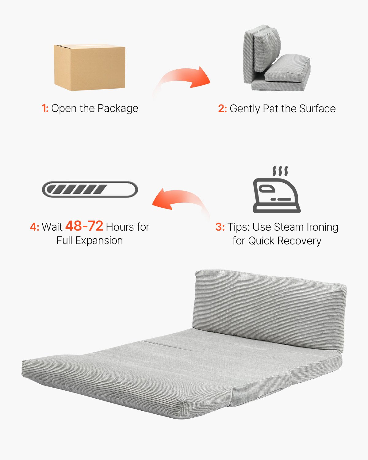 Klappsofa Bett Klappsofa Bett mit waschbarem Bezug dunkelgrau (full)