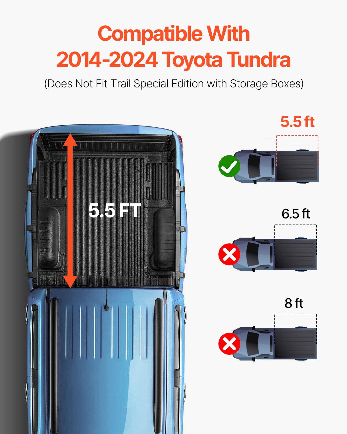 Dreifach gefaltete Ladeflächenabdeckung für Toyota Tundra Light (2014–2024)