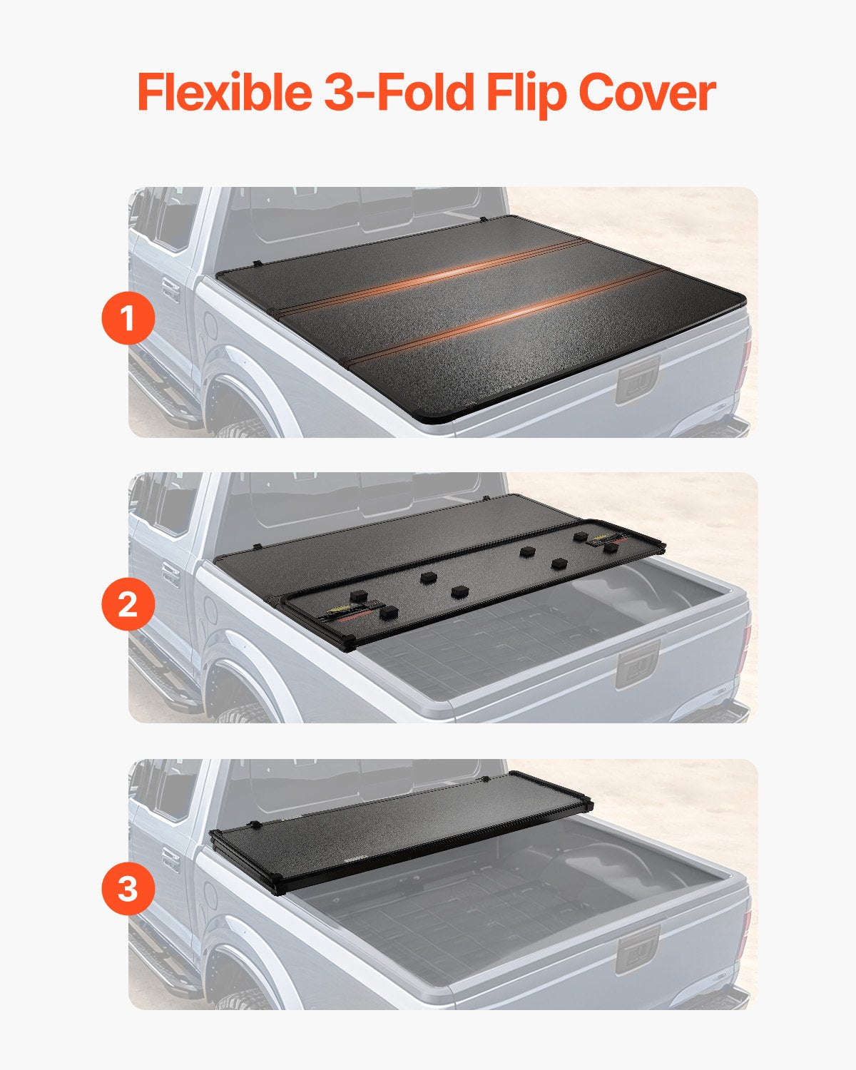 Dreifach gefaltete Ladeflächenabdeckung für Toyota Tundra Light (2014–2024)