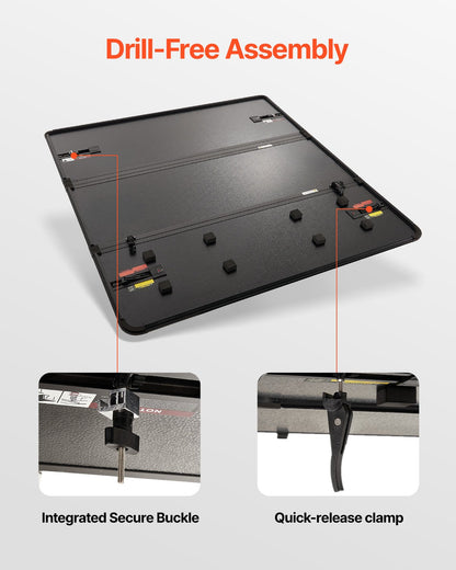 Dreifach gefaltete Ladeflächenabdeckung für Ford F-150 (2015–2024), LED-Licht