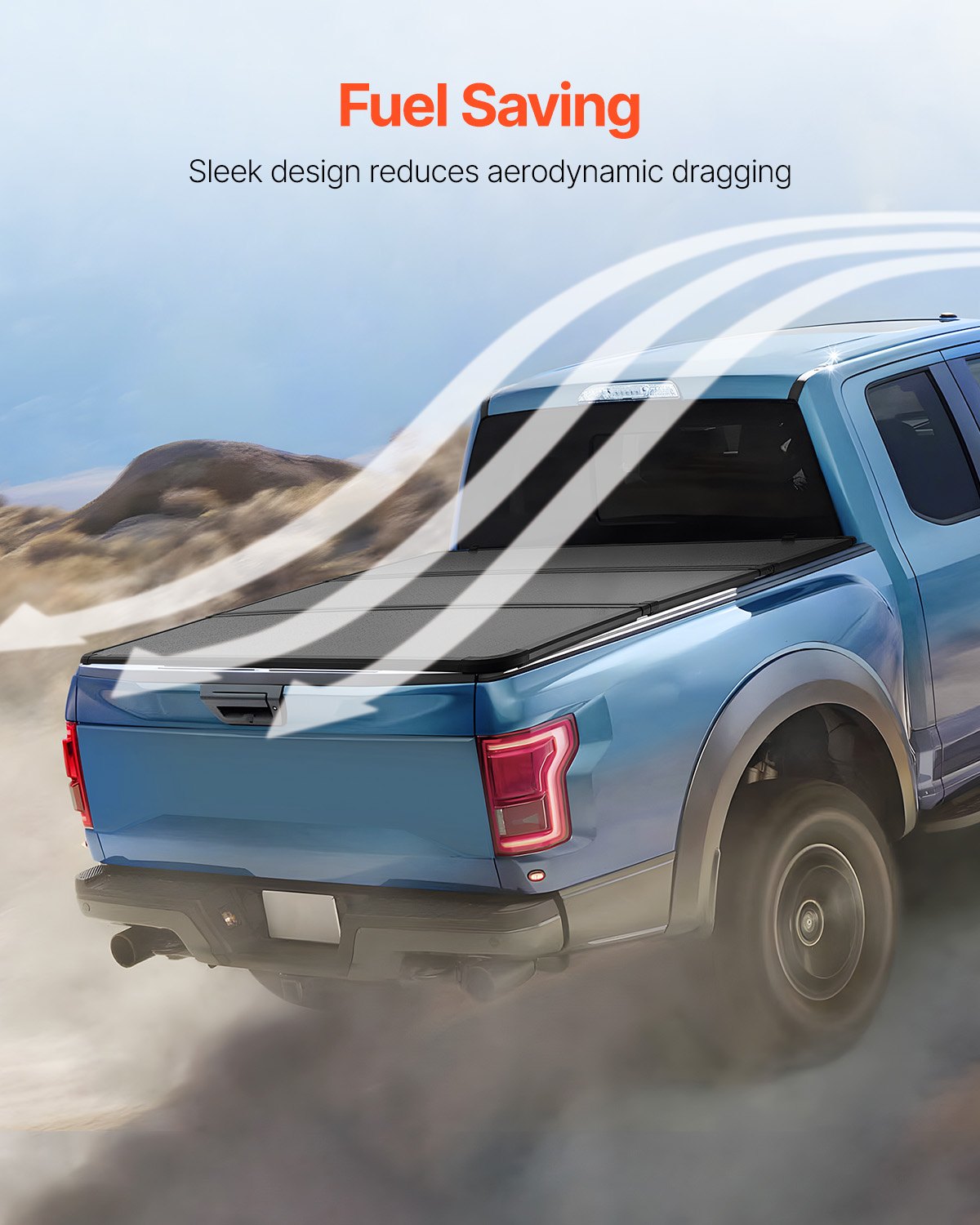 Dreifach gefaltete Ladeflächenabdeckung für Ford F-150 (2015–2024), LED-Licht