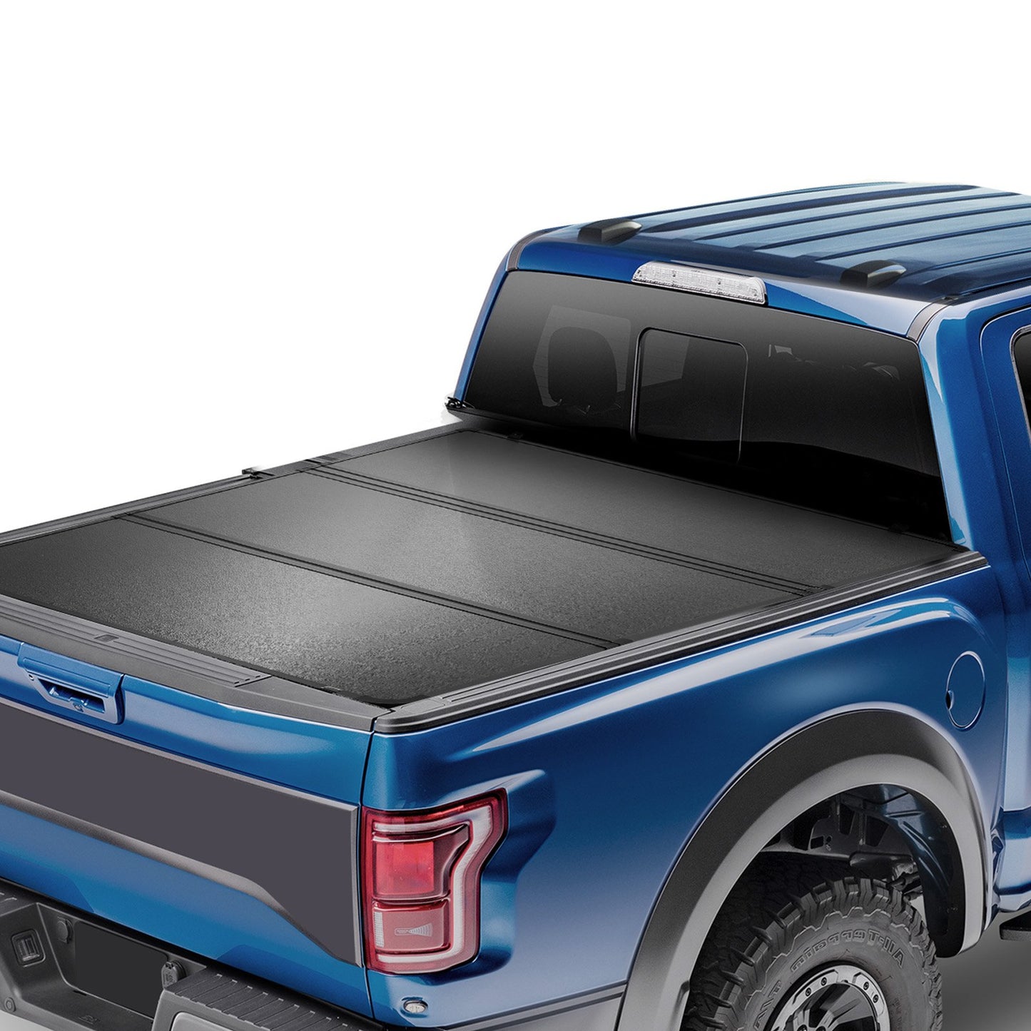 Dreifach gefaltete Ladeflächenabdeckung für Ford F-150 (2015–2024), LED-Licht