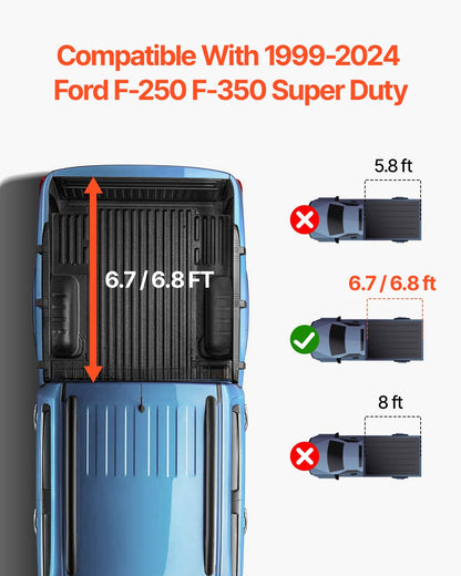 Dreifach faltbare Ladeflächenabdeckung für Ford F-250 F-350 Super Duty (1999–2024)