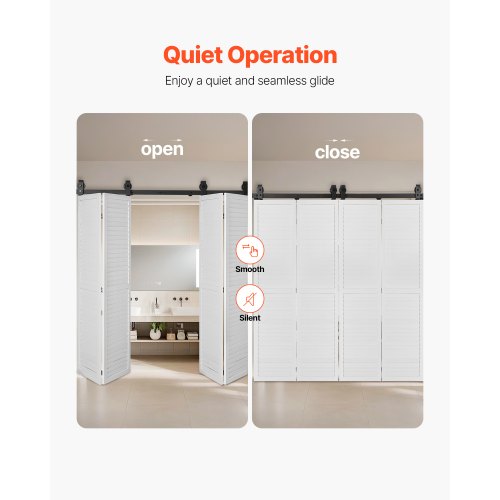 Faltbares Schiebetür-Schienenset für Scheunentore, 64 Zoll, für vier 15-Zoll-Türen | EU