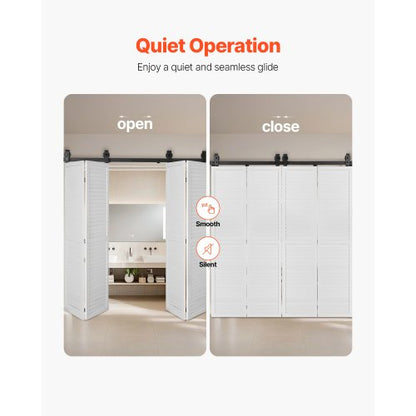 Faltbares Schiebetür-Schienenset für Scheunentore, 64 Zoll, für vier 15-Zoll-Türen | EU