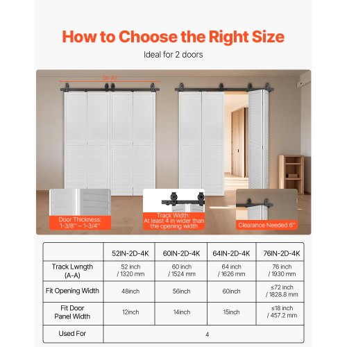 Faltschiebetür-Schienensatz 60" für vier 14"-Türen | EU