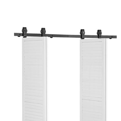 Bi-Folding Sliding Barn Door Hardware Track Kit, 60" Top Mount Track Kit, Slide Smoothly & Quietly, Heavy Duty, Easy to Install, Suitable for Four 14" Closet Pantry Laundry Doors (Not Included)
