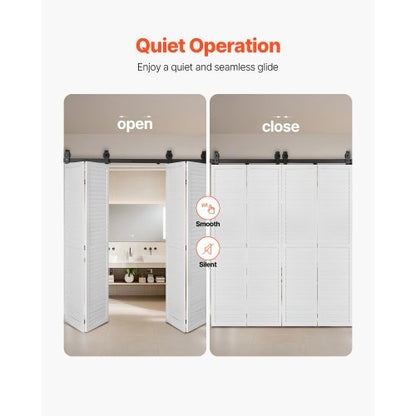 Faltbares Schiebetür-Schienenset für Scheunentore, 76 Zoll, für vier 18-Zoll-Türen | EU