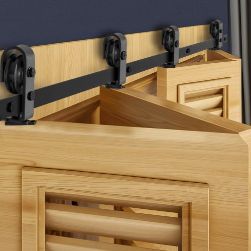 Bi-Folding Sliding Barn Door Hardware Track Kit, 76" Top Mount Track Kit, Slide Smoothly & Quietly, Heavy Duty, Easy to Install, Suitable for Four 18" Closet Pantry Laundry Doors (Not Included)