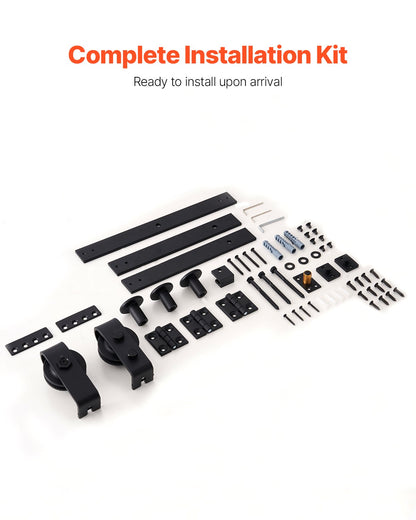 Bi-Folding Sliding Barn Door Hardware Track Kit, 36" Top Mount Track Kit, Slide Smoothly & Quietly, Heavy Duty, Easy to Install, Suitable for Two 16" Closet Pantry Laundry Doors (Not Included)