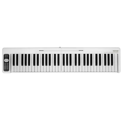 61 Key Folding Keyboard Piano Portable Foldable Piano Bluetooth MIDI White