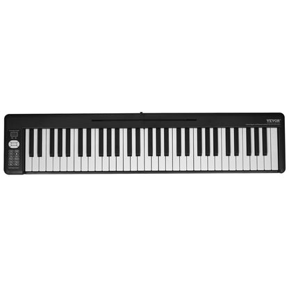 61 Key Folding Keyboard Piano Portable Foldable Piano Bluetooth MIDI Black