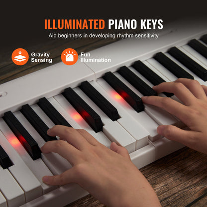 88 Key Folding Keyboard Piano Portable Foldable Piano Bluetooth MIDI White