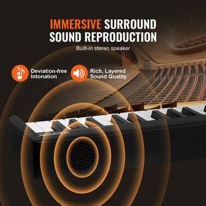 88 Key Folding Keyboard Piano Portable Foldable Piano Bluetooth MIDI Black