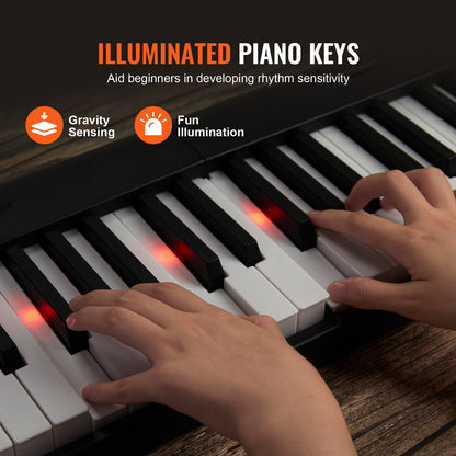 88 Key Folding Keyboard Piano, Bluetooth & MIDI, Portable Electronic Digital Foldable Piano with Sustain Pedal Bag Touch Sensitive Keys Headphones, Rechargeable for Beginners Teens Adults, Black