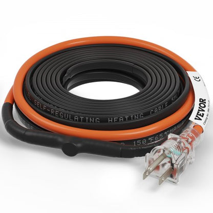 Self-Regulating Pipe Heating Cable, 30-feet 5W/ft Heat Tape for Pipes Freeze Protection, Protects PVC Hose, Metal and Plastic Pipe from Freezing, 120V