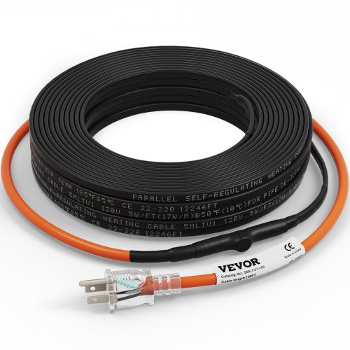 Self-Regulating Pipe Heating Cable, 100-feet 5W/ft Heat Tape for Pipes Freeze Protection, Protects PVC Hose, Metal and Plastic Pipe from Freezing, 120V