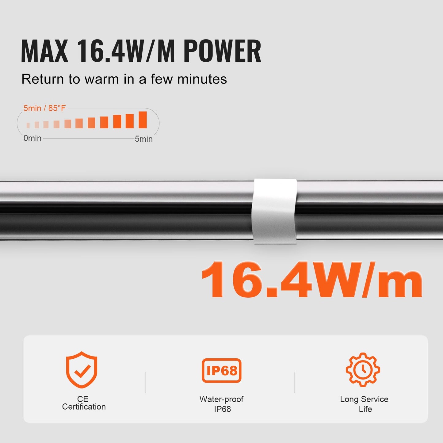 Self-regulating pipe heating cable 18.3m 16.4W/m heating tape with thermostat