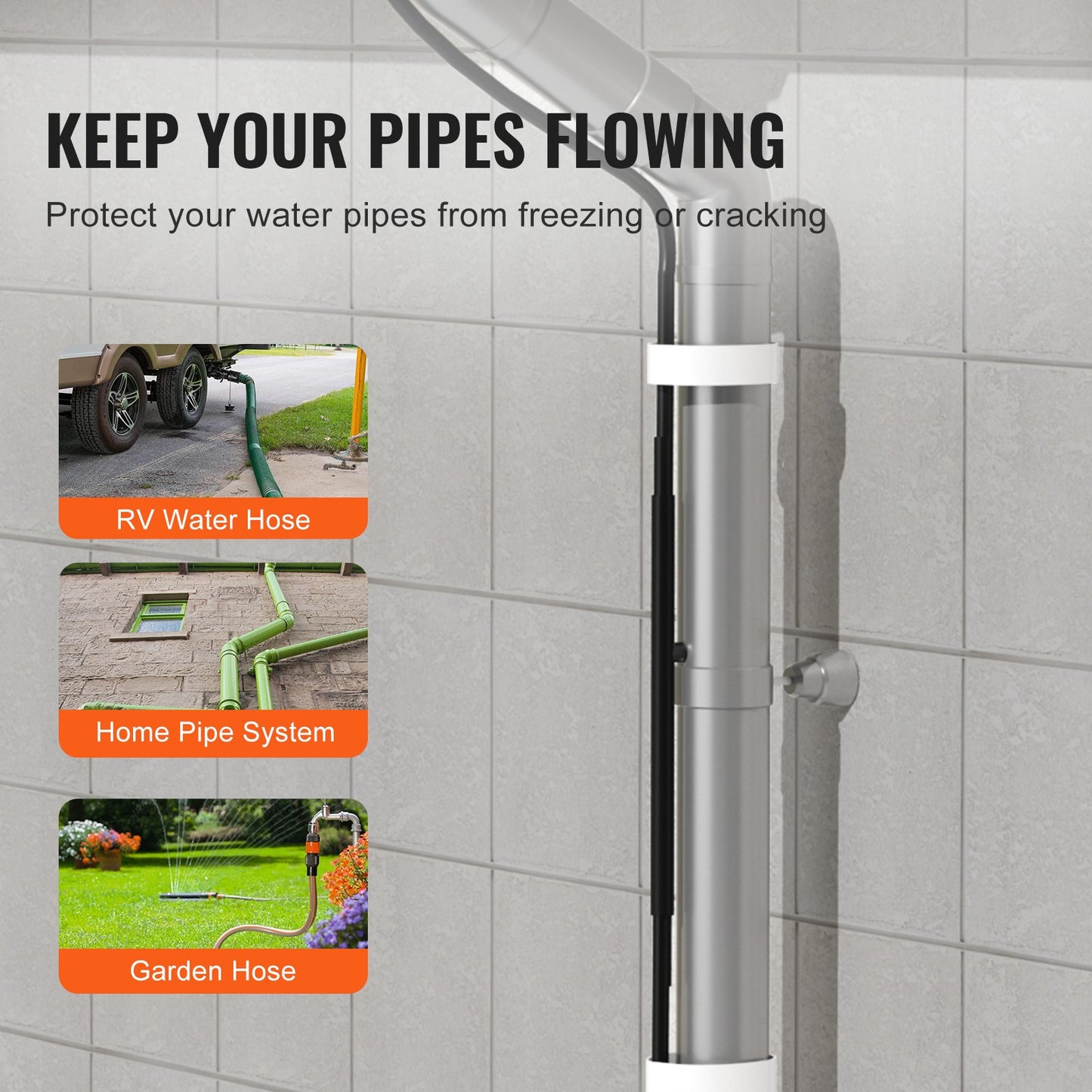 Self-regulating pipe heating cable 18.3m 16.4W/m heating tape with thermostat