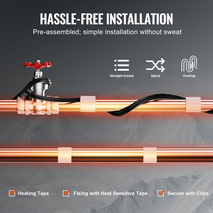 Self-regulating pipe heating cable 9m 16W/m heating tape for pipe roof