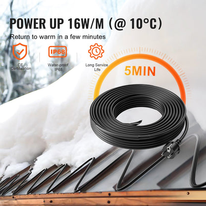 Self-regulating pipe heating cable 4m 16W/m heating tape for pipe roof