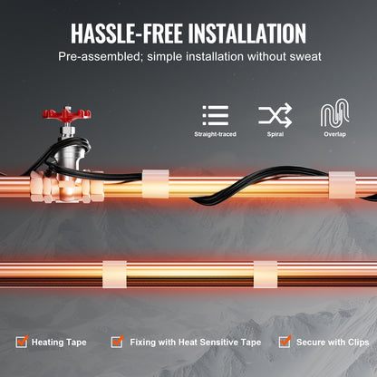 Self-regulating pipe heating cable 15m 16W/m heating tape for pipe roof