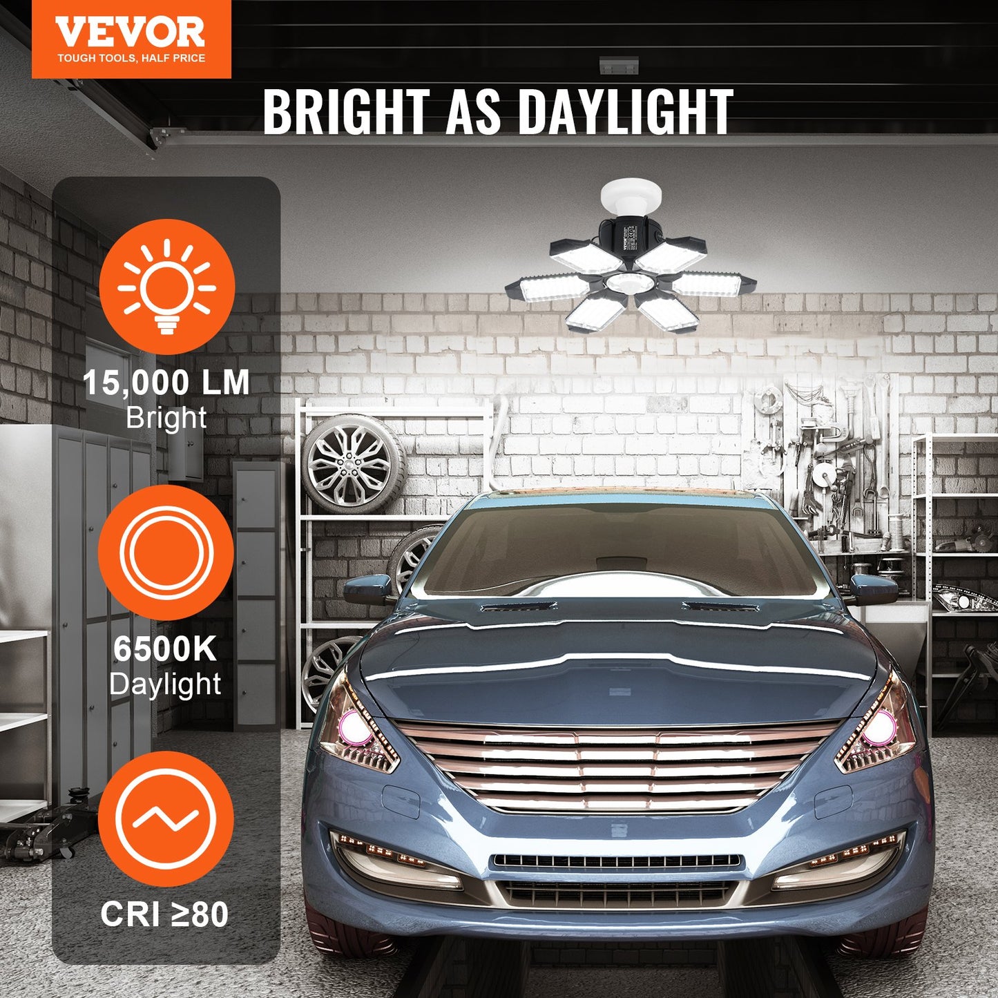 LED-Garagenleuchte 15000LM 2er-Pack verformbare helle Ladendeckenleuchte