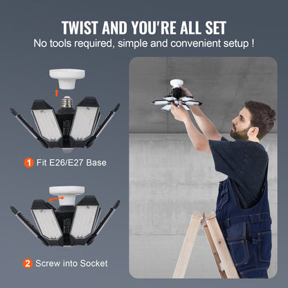 LED-Garagenleuchte 15000LM 2er-Pack verformbare helle Ladendeckenleuchte