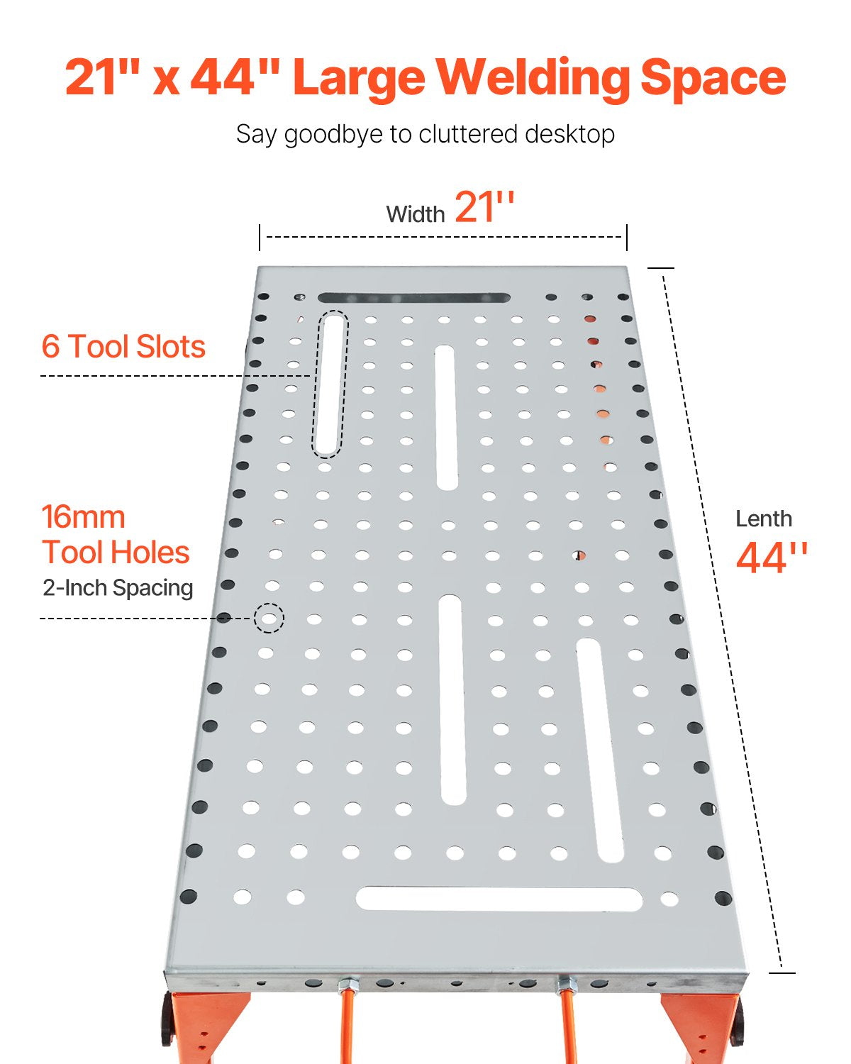 Svetsbord 44" x 21" 500LBS hopfällbar arbetsbänk med 4-nivå justerbar höjd