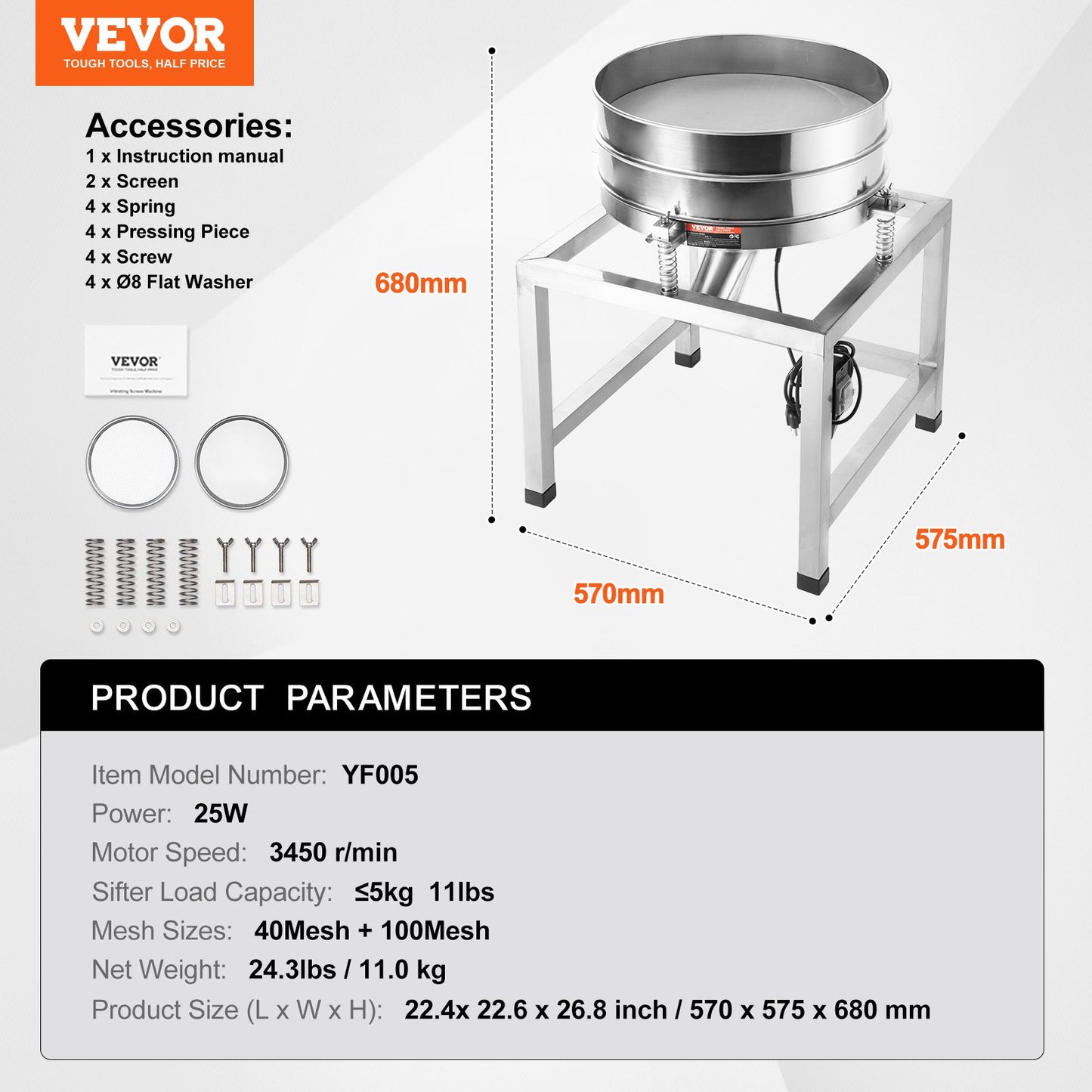 Electric Vibrating Sieve Machine with 40+100 Mesh Automatic Sieve Shaker