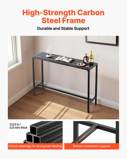 Outdoor Bar Table, 55 x 15 in Patio Bar Table, Waterproof Top & Sturdy Metal Frame, Rectangle Counter Height Dining Tables, Outdoor Furniture for Balcony, Yard, Hot Tub, Poolside, Indoor