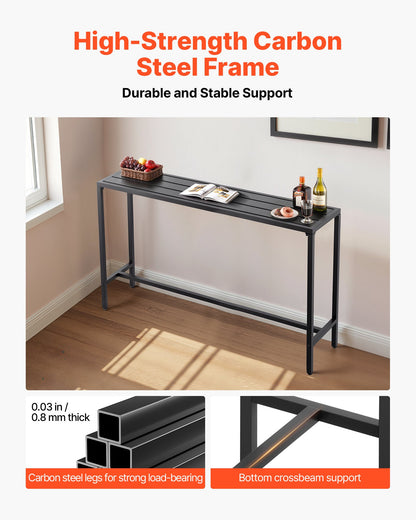 Outdoor Bar Table, 63 x 15 in Patio Bar Table, Waterproof Top & Sturdy Metal Frame, Rectangle Counter Height Dining Tables, Outdoor Furniture for Balcony, Yard, Hot Tub, Poolside, Indoor