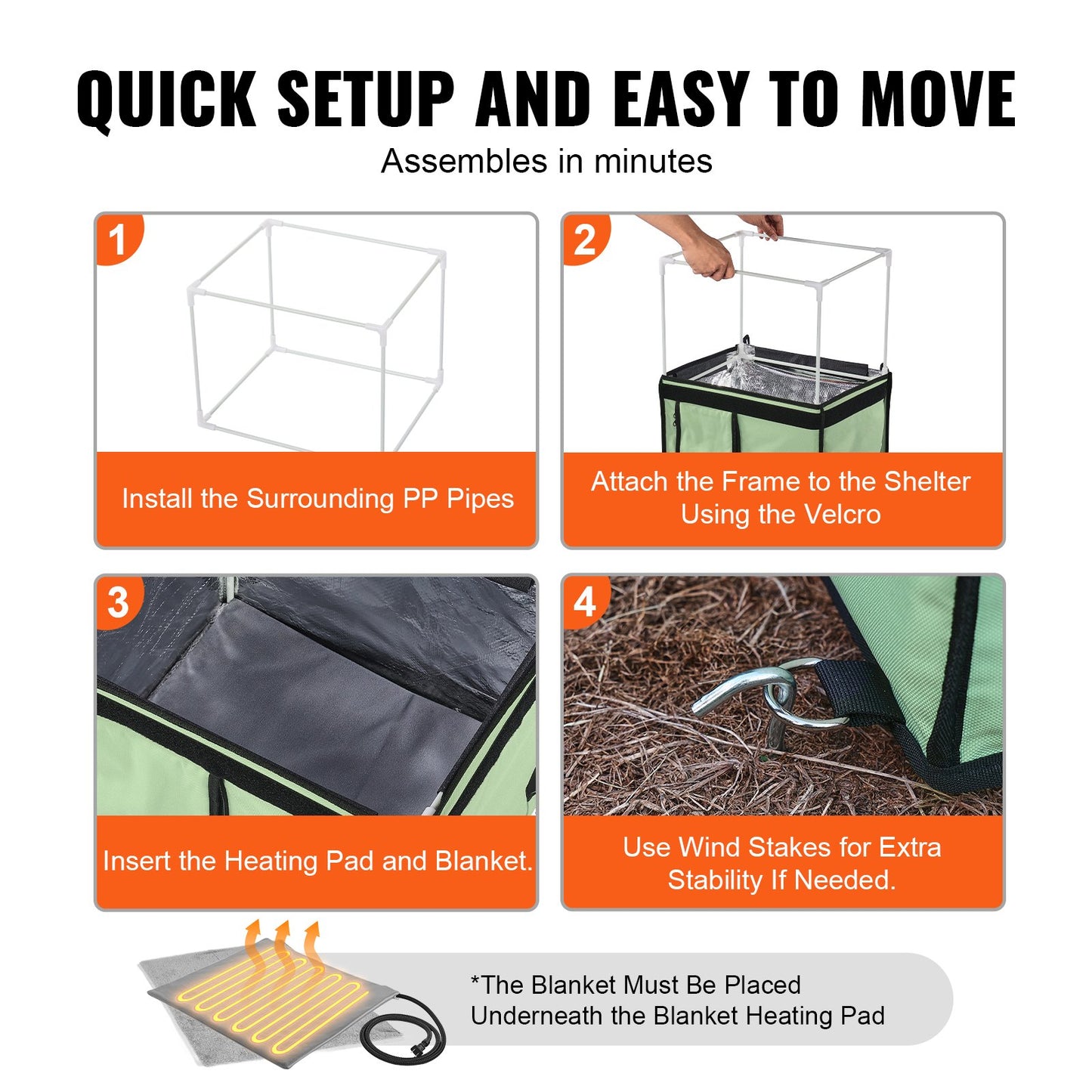 Elevated Heated Cat House, Cuboid Kitty Shelter with Adjustable Temperature and Timer, 900D Oxford Cloth Foldable Cat Shelter with Heated Pad for Winter to Stay Warm and Cozy, Green (Small)