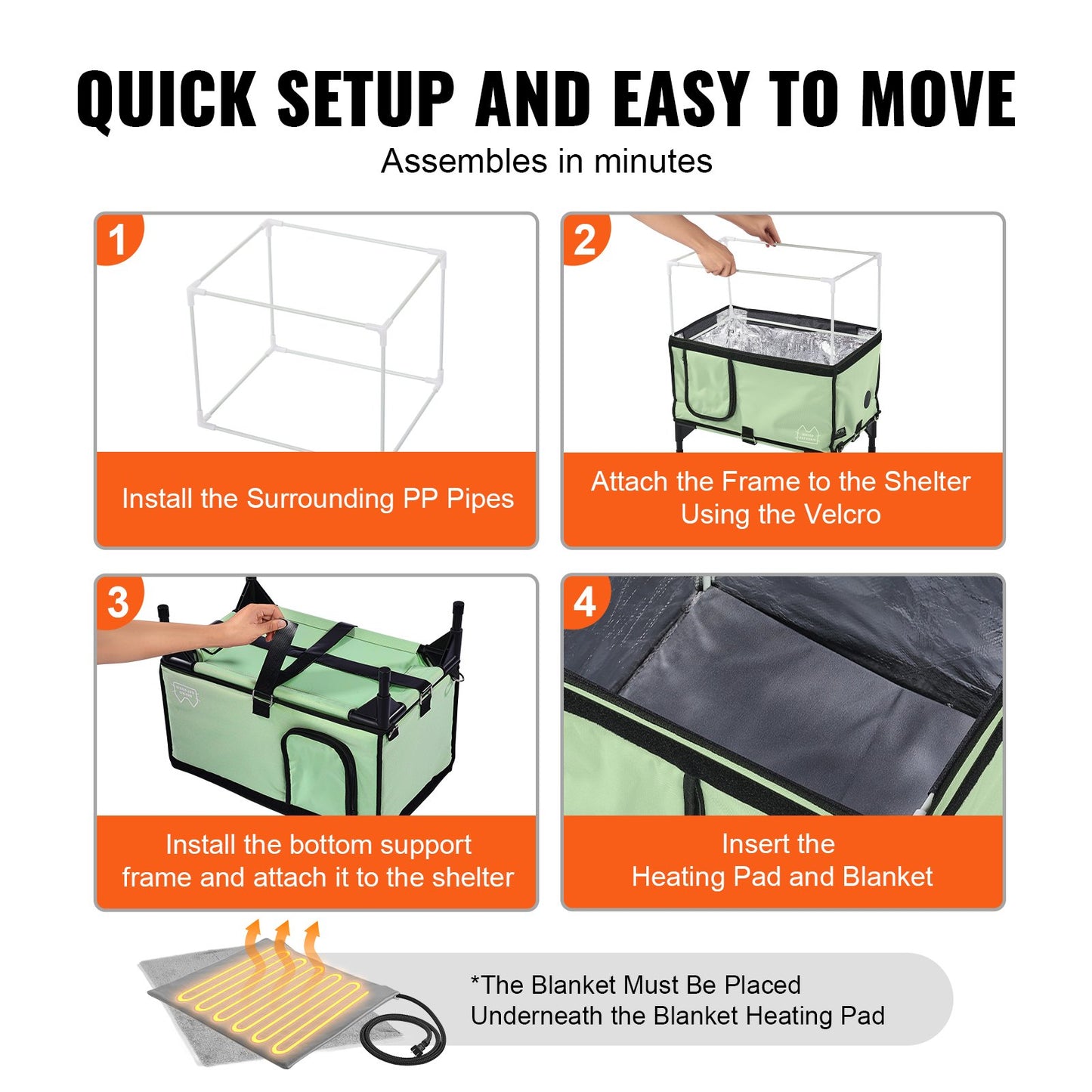 Elevated Heated Cat House, Cuboid Kitty Shelter with Adjustable Temperature and Timer, 900D Oxford Cloth Foldable Cat Shelter with Heated Pad for Winter to Stay Warm and Cozy, Green (Large)