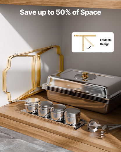 4 Qt 2er-Pack Rechteckiges Chafing Dish Buffet-Set Halbe Größe Pfanne Edelstahl