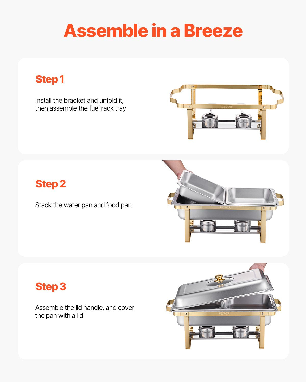 4 Qt 2er-Pack Rechteckiges Chafing Dish Buffet-Set Halbe Größe Pfanne Edelstahl