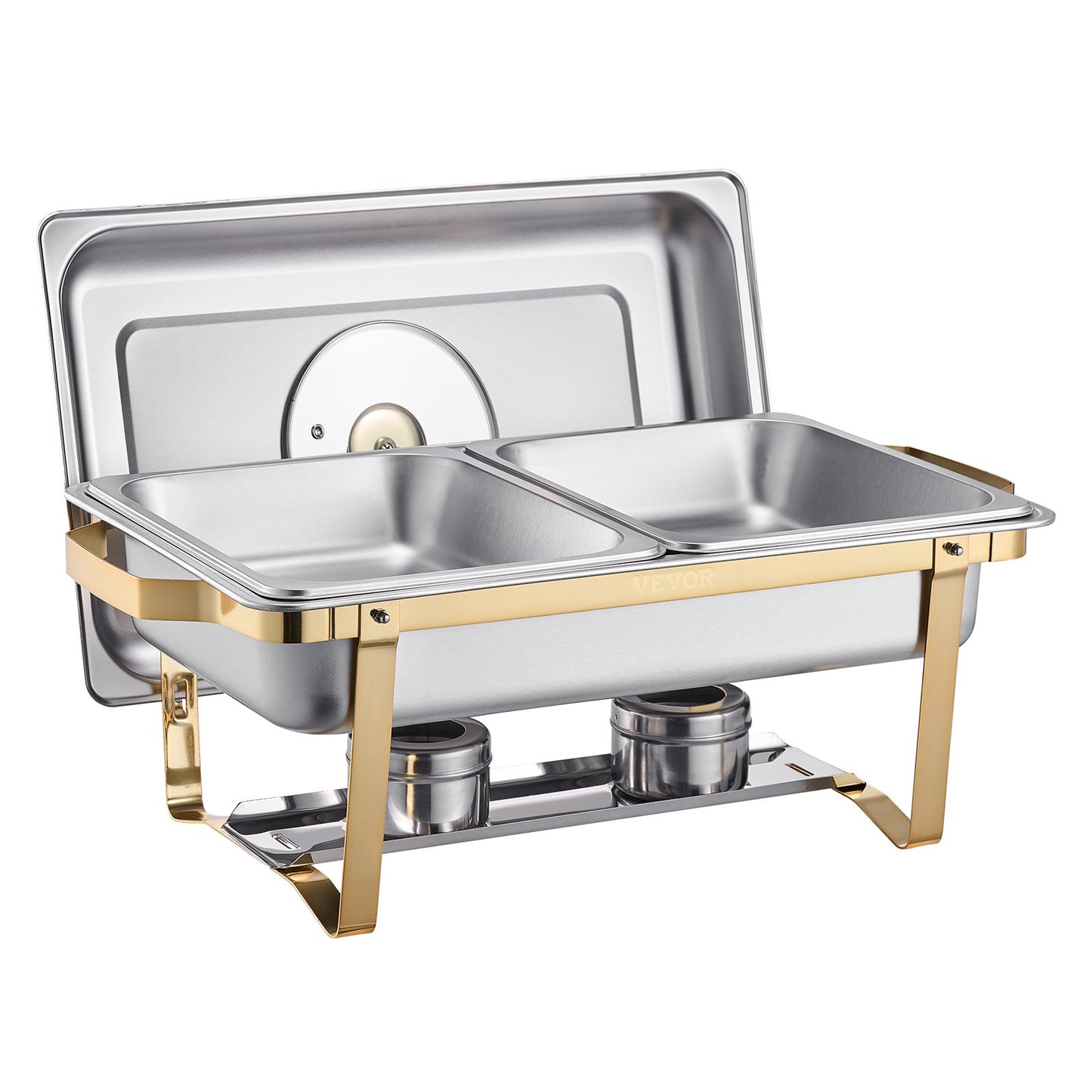 4 Qt 2er-Pack Rechteckiges Chafing Dish Buffet-Set Halbe Größe Pfanne Edelstahl